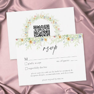 Cartons Réponse Code QR de mariage floral rustique de jardin de fl
