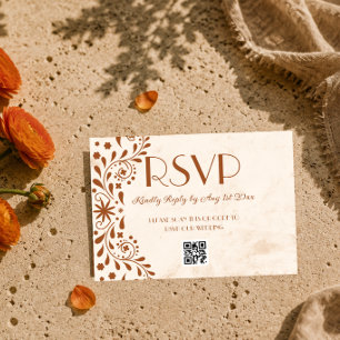Cartons Réponse code QR de mariage floral Talavera neutre
