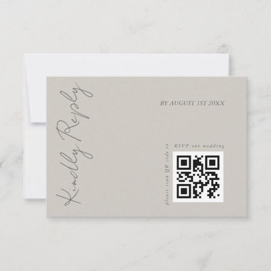 Cartons Réponse Code QR de mariage gris chaud élégant moderne (Devant)