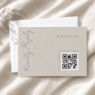 Cartons Réponse Code QR de mariage gris chaud élégant moderne
