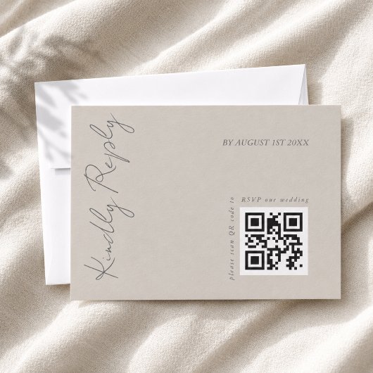 Cartons Réponse Code QR de mariage gris chaud élégant moderne