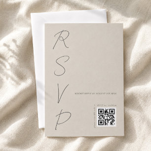 Cartons Réponse Code QR de mariage gris chaud simple