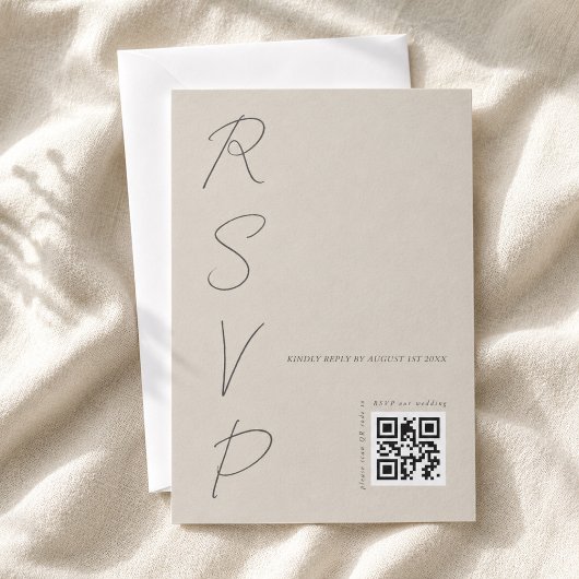 Cartons Réponse Code QR de mariage gris chaud simple