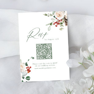 Cartons Réponse Code QR de mariage hivernal festif floral
