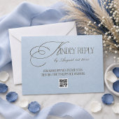 Cartons Réponse CODE QR de mariage luxe bleu marron