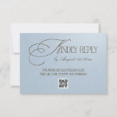 Cartons Réponse CODE QR de mariage luxe bleu marron (Devant)
