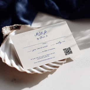 Cartons Réponse Code QR de mariage manuscrit fantaisiste bleu