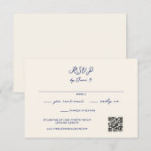 Cartons Réponse Code QR de mariage manuscrit fantaisiste bleu (Devant / Derrière)