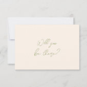Cartons Réponse Code QR de mariage manuscrit vert olive (Dos)