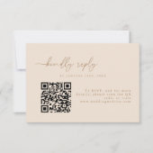 Cartons Réponse Code QR de mariage minimal beige (Devant)