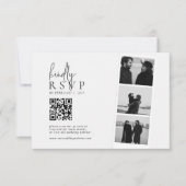 Cartons Réponse Code QR de mariage minimaliste à bandes de photos (Devant)