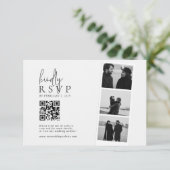 Cartons Réponse Code QR de mariage minimaliste à bandes de photos (Debout devant)