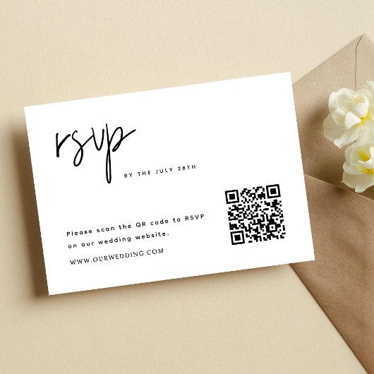Cartons Réponse Code QR de mariage minimaliste moderne simple