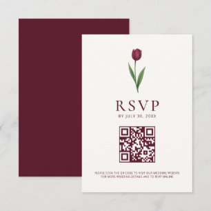 Cartons Réponse Code QR de mariage minimaliste tulipe ivoire simpl