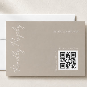 Cartons Réponse Code QR de mariage moderne beige foncé