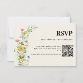 Cartons Réponse Code QR de mariage moderne boho Wildflower (Devant)