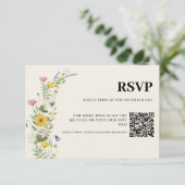 Cartons Réponse Code QR de mariage moderne boho Wildflower (Debout devant)
