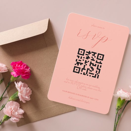 Cartons Réponse Code QR de mariage moderne en blocs de couleur | C