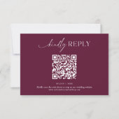 Cartons Réponse Code QR de mariage moderne minimal burgundy boho (Devant)
