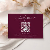 Cartons Réponse Code QR de mariage moderne minimal burgundy boho