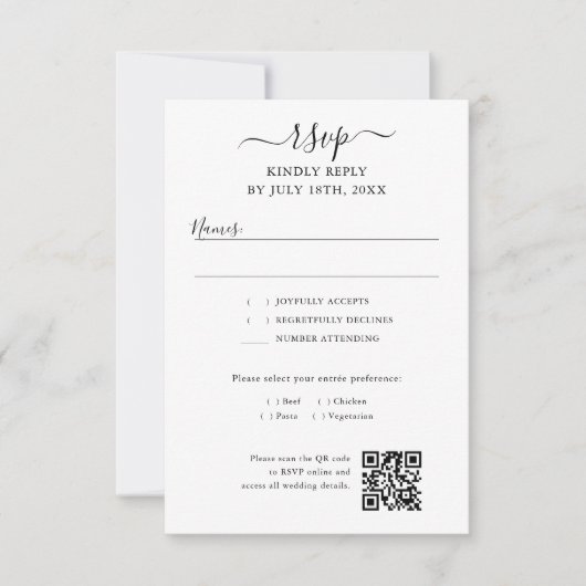 Cartons Réponse Code QR de mariage moderne script (Devant)