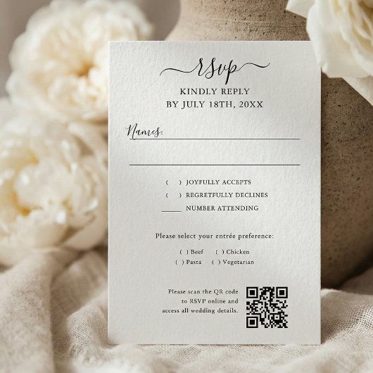 Cartons Réponse Code QR de mariage moderne script
