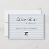Cartons Réponse Code QR de mariage rayé bleu de Patel (Devant)