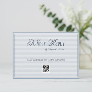 Cartons Réponse Code QR de mariage rayé bleu de Patel