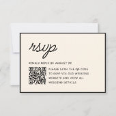 Cartons Réponse Code QR de mariage rétro noir et ivoire (Devant)