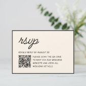 Cartons Réponse Code QR de mariage rétro noir et ivoire (Debout devant)