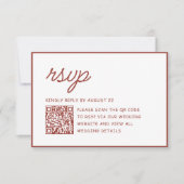 Cartons Réponse Code QR de mariage rétro rouge et blanc (Devant)