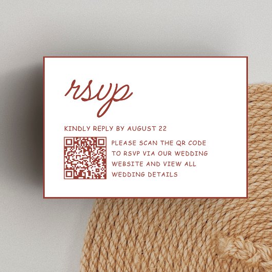 Cartons Réponse Code QR de mariage rétro rouge et blanc