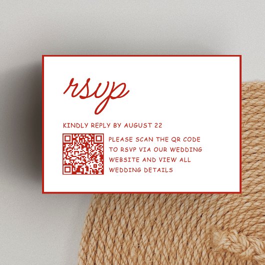 Cartons Réponse Code QR de mariage rétro rouge et blanc