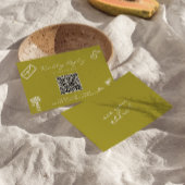Cartons Réponse Code QR de mariage romantique vert dessiné à la ma