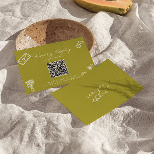 Cartons Réponse Code QR de mariage romantique vert dessiné à la ma