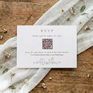 Cartons Réponse Code QR de mariage rose mauve victorien antique
