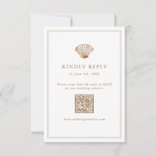 Cartons Réponse Code QR de mariage simple bronzé coquillage de pla
