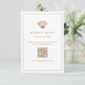 Cartons Réponse Code QR de mariage simple bronzé coquillage de pla (Debout devant)