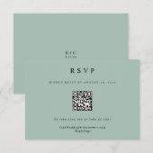 Cartons Réponse Code QR de mariage simple élégant moderne vert sau (Devant / Derrière)