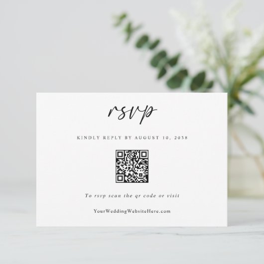Cartons Réponse Code QR de mariage simple et amusant (Debout devant)