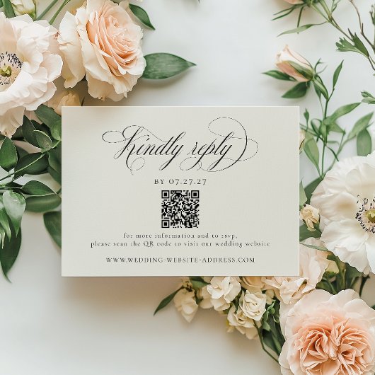 Cartons Réponse Code QR de mariage Stately Stripes