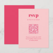 Cartons Réponse Code QR de mariage tendance rose moderne mélange a (Devant / Derrière)