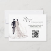Cartons Réponse Code QR de mariage traditionnel écriture élégante (Devant)
