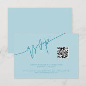 Cartons Réponse Code QR de mariage turquoise écriture manuscrite (Devant / Derrière)