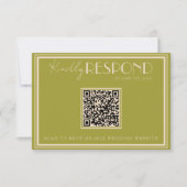 Cartons Réponse Code QR de mariage vert mousse luxueux à l'ancienn (Devant)