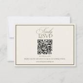 Cartons Réponse Code QR de mariage vert olive argent classique (Devant)