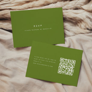 Cartons Réponse Code QR de mariage vert olive minimaliste moderne