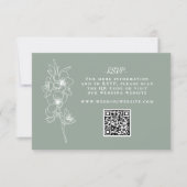 Cartons Réponse Code QR de mariage vert sauge botanique (Devant)