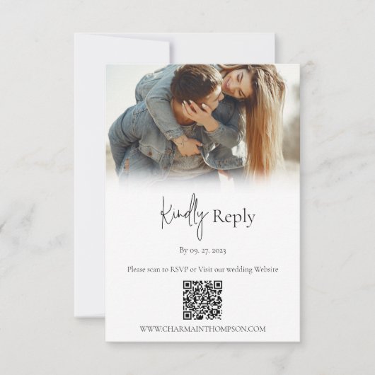 Cartons Réponse Code QR de photo de mariage simple (Devant)