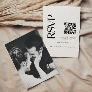 Cartons Réponse Code QR de photo en noir et blanc pour mariage mod